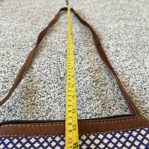 Guatemala Colorful Blue/white/Yellow Floral Woven Leather Strap Crossbody Bag - Picture 12 of 12